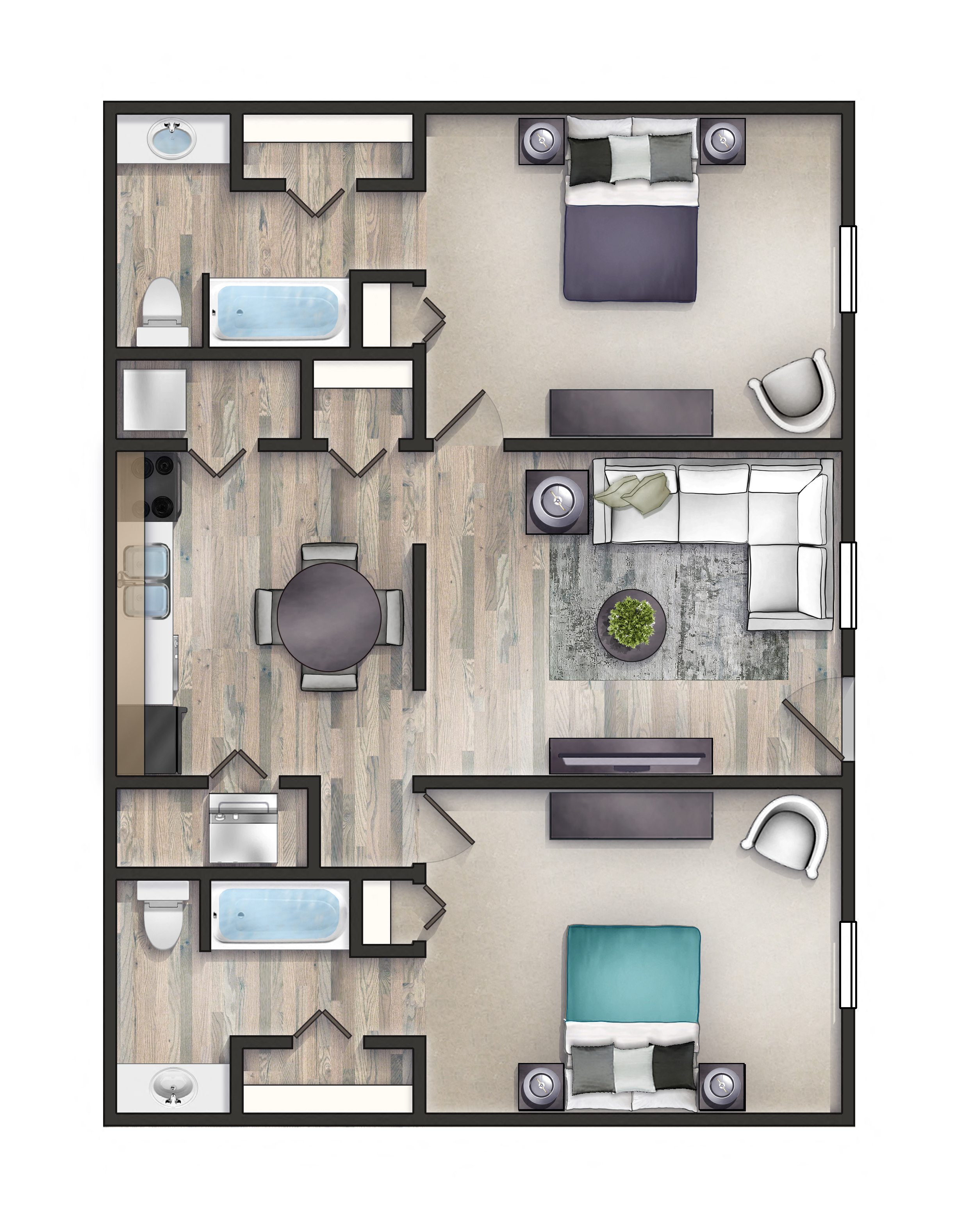 Oak Floor Plan (2x2)